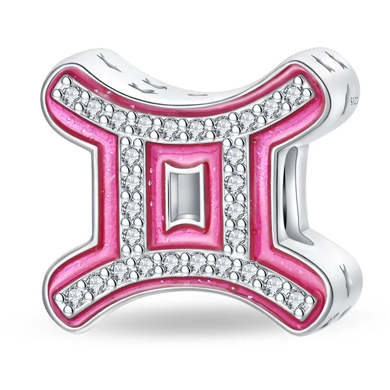 925 Sterling Silver June Birthstone Heart Beads & Sun And Moon Medal Pendant