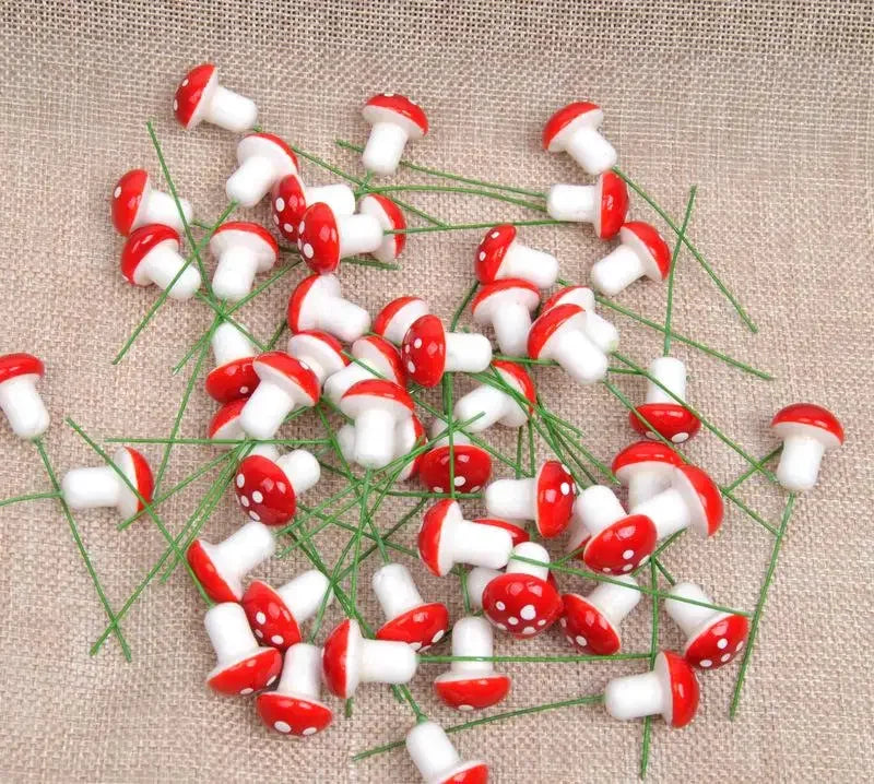 Mini Red Mushroom Miniatures DIY Micro Landscape Ornament