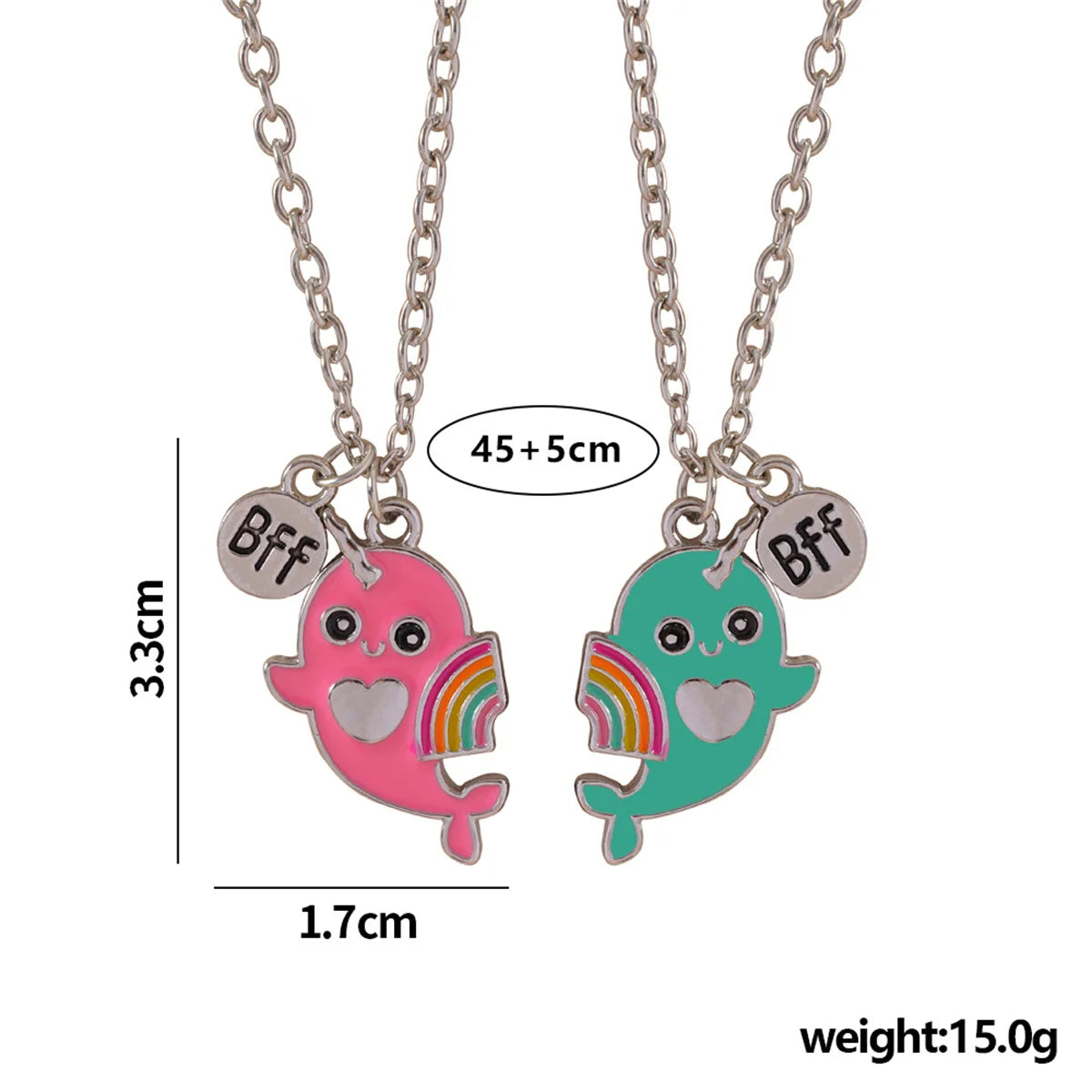 2Pcs Cute Cartoon Animal Magnetic Necklace
