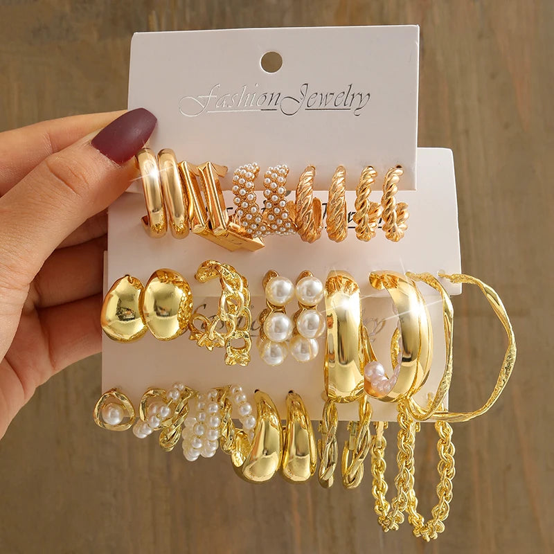 Gold Earrings Set