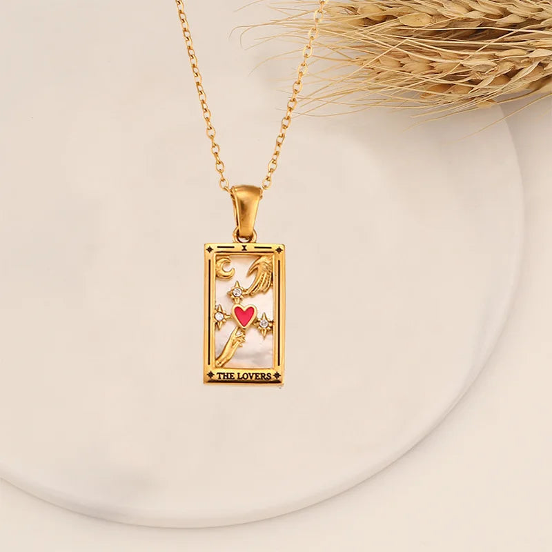 Zirconia Tarot Card Necklace