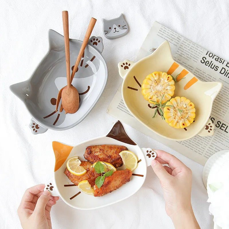 Japanese Cartoon Cat Ceramic Plate