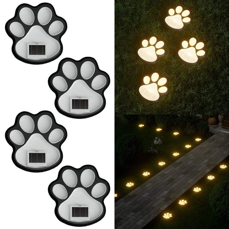4PCS, Pet Dog Paw Solar LED Garden Lawn Lighting
