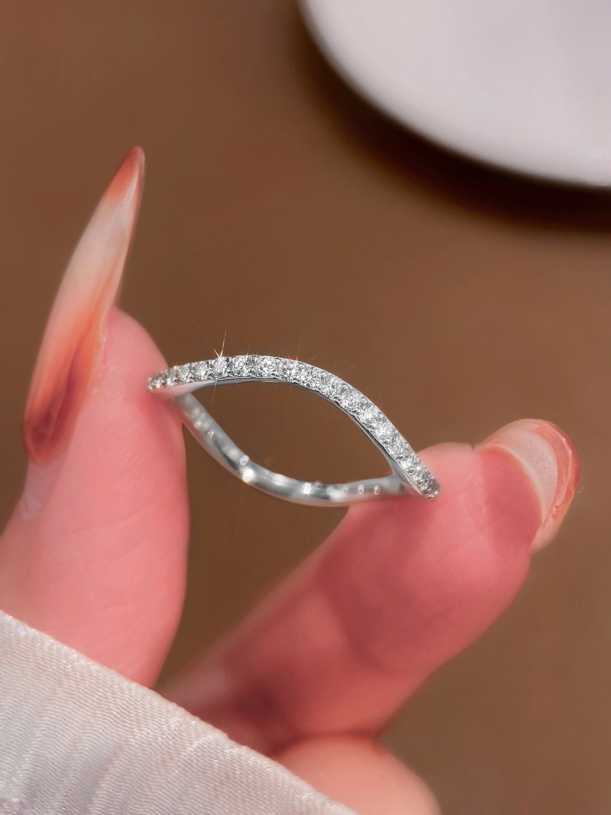 925 Sterling Silver 1.4mm Full Zircon Stackable Plain Ring