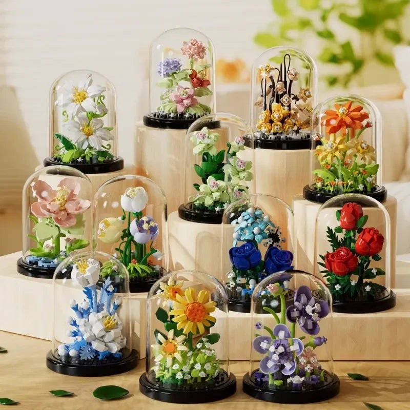 Flower Bouquet Bonsai Building Blocks Micro Model Home Decoration Toy