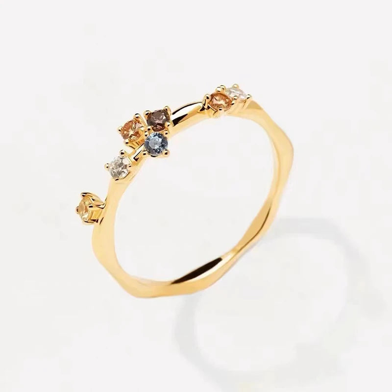 925 Sterling Silver Color Zircon Ring