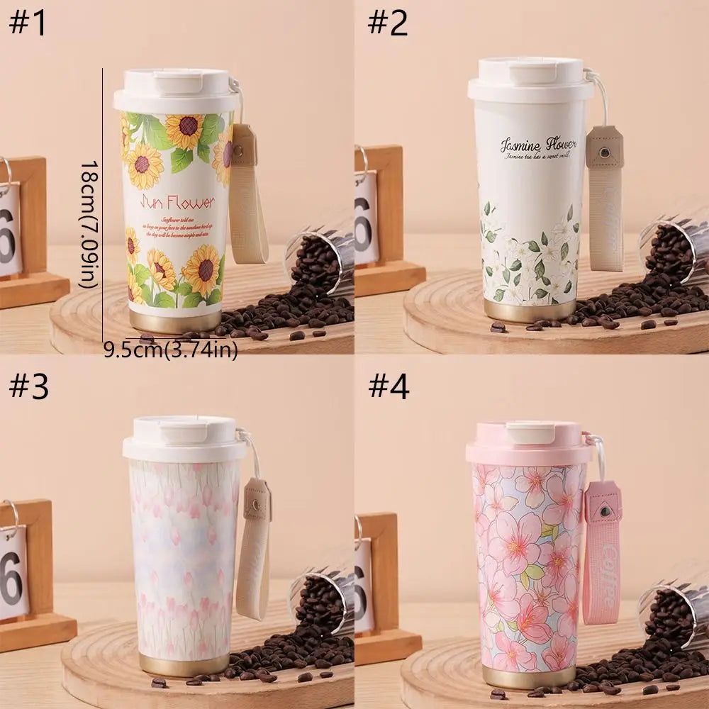 Flower Stainless Steel Insulated Cups 500ml