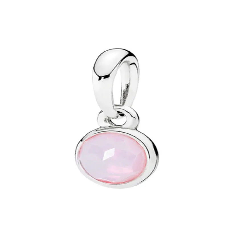 925 Silver Pink Series Bow Zircon Flower Bead Charm