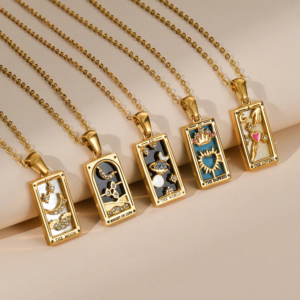 Zirconia Tarot Card Necklace