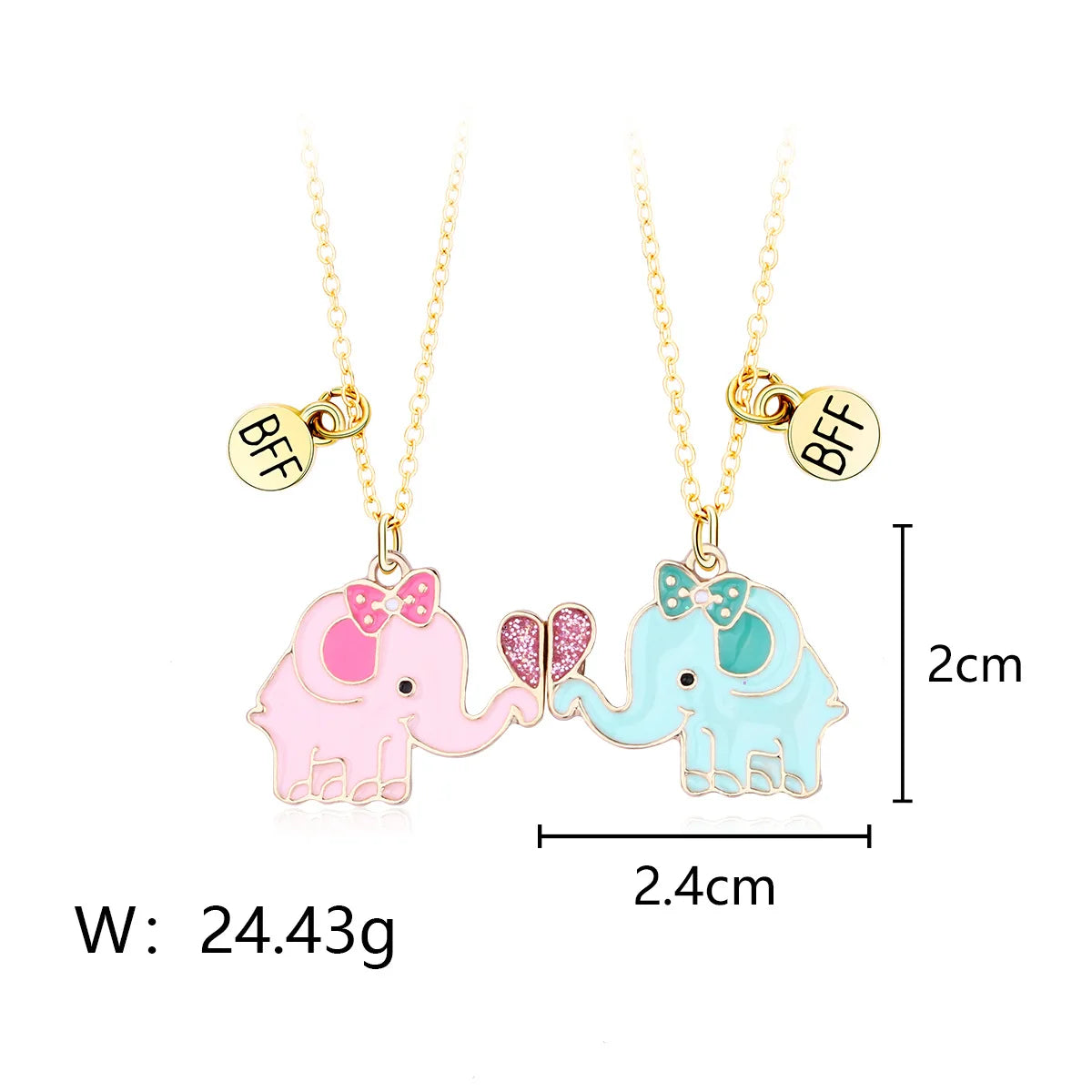 2Pcs Cute Cartoon Animal Magnetic Necklace