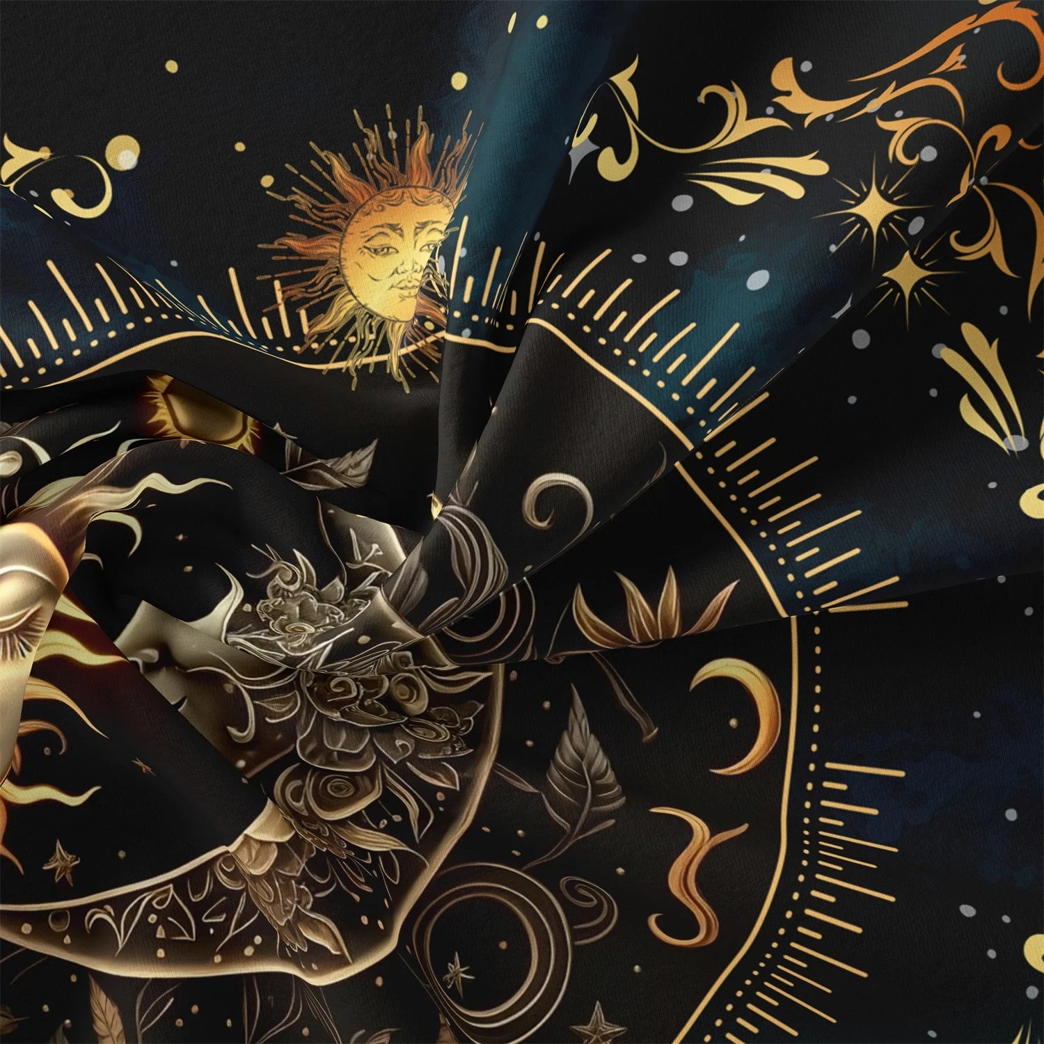 3pcs Super Soft Breathable Golden Sun And Moon Planet Duvet Cover Set