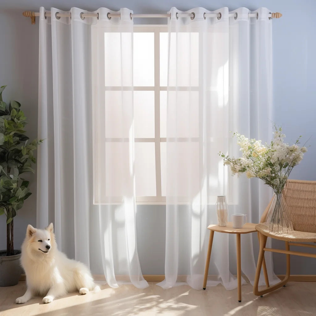 Shading Solid White Sheer Curtains