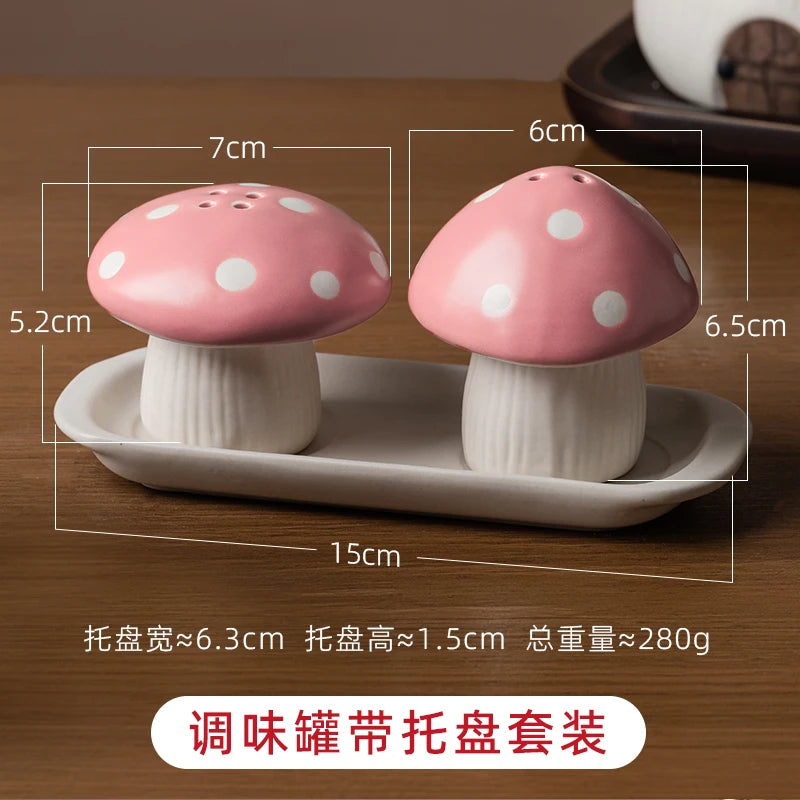 Ceramic Red Mushroom Seasoning Jar