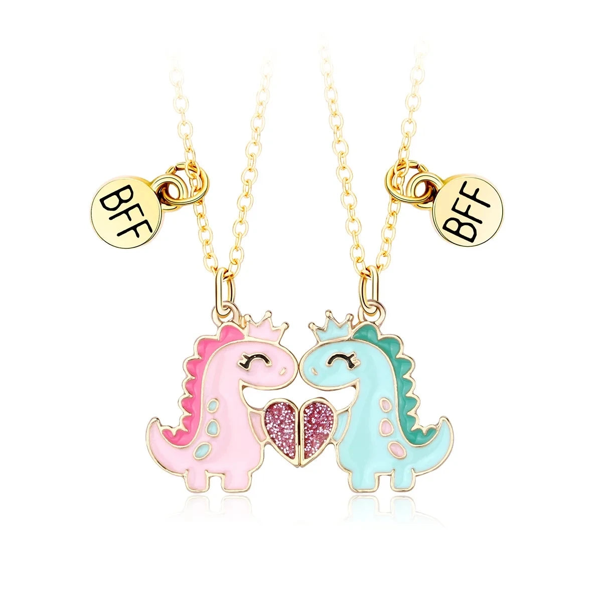 2Pcs Cute Cartoon Animal Magnetic Necklace
