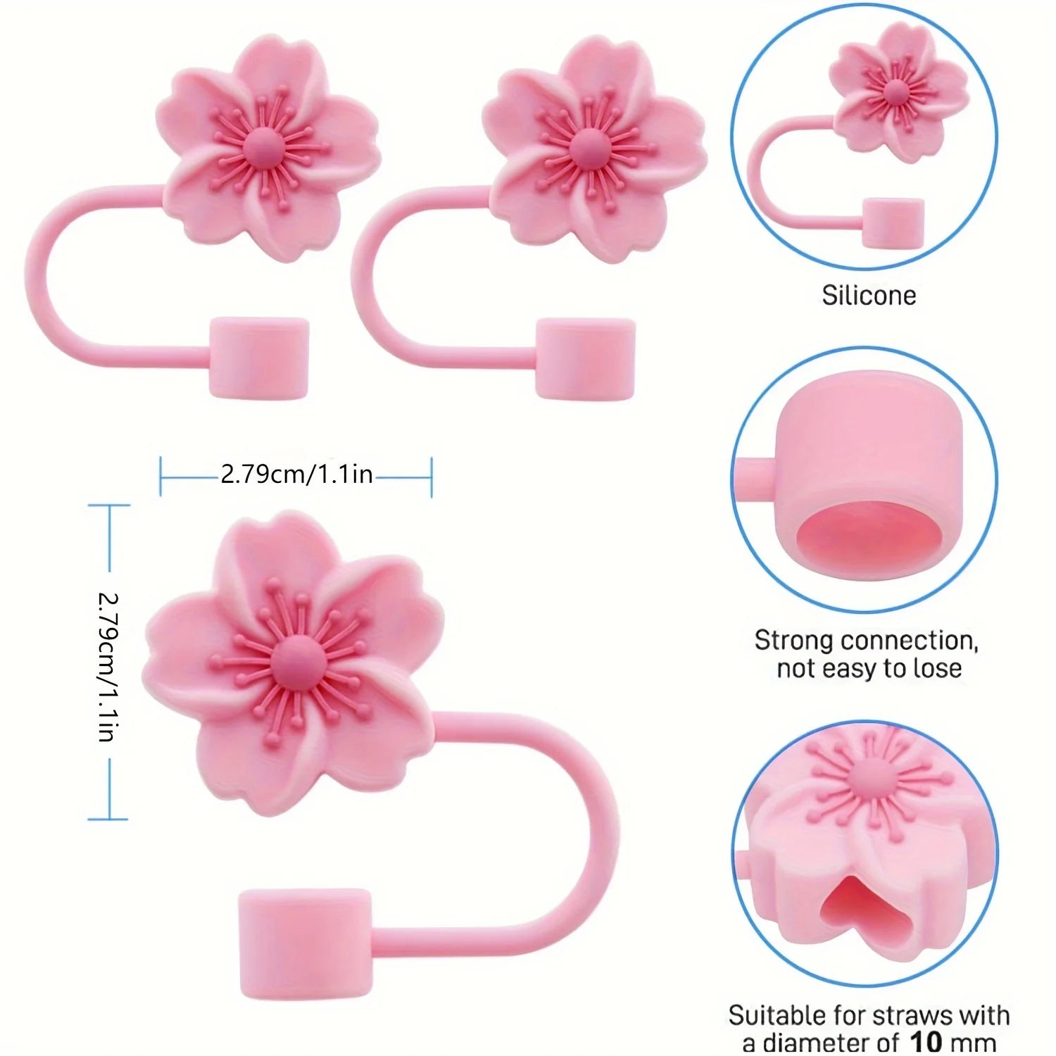 Flower Silicone Straw Covers (Cup not included)