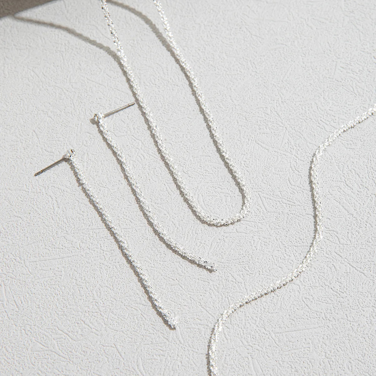 Set of Shiny Silver plated jewellery set with earrings & necklace