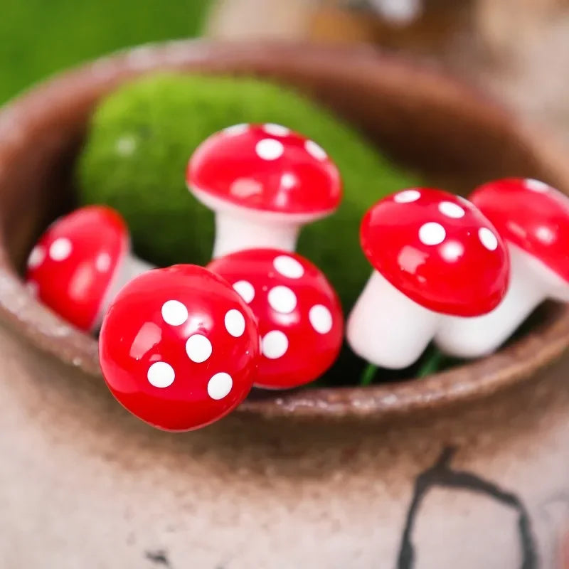 Mini Red Mushroom Miniatures DIY Micro Landscape Ornament