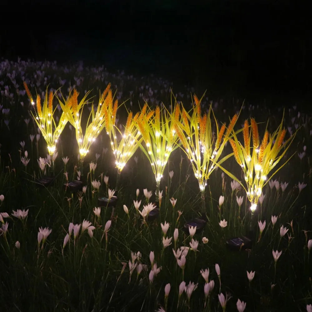 1PC 7Head Solar powered wheat ear ground mounted light