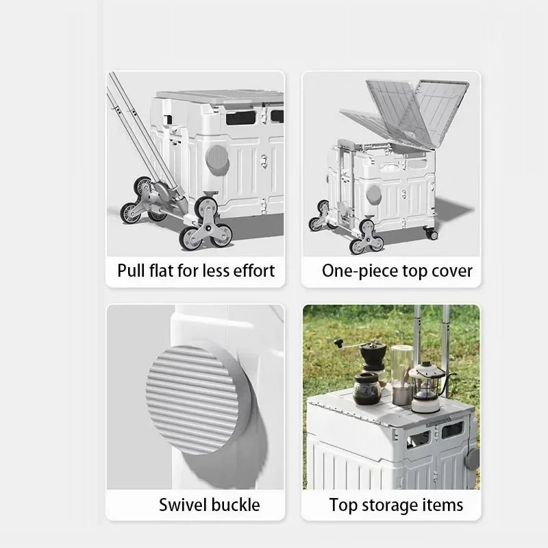 Collapsible Rolling Crate with Stair Climbing Wheel