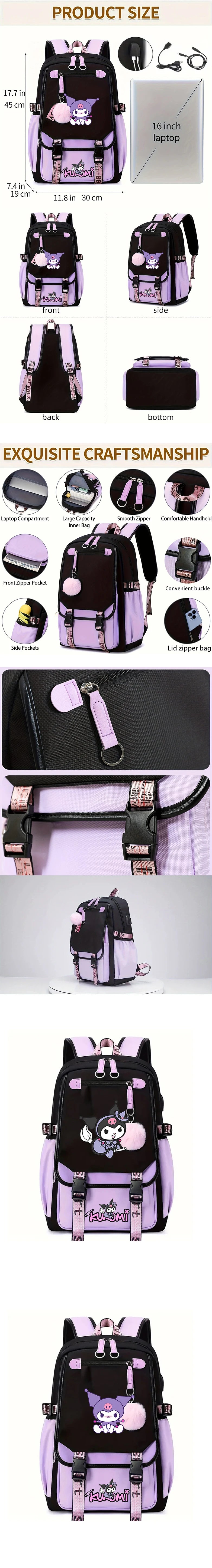 Kuromi Print Backpack