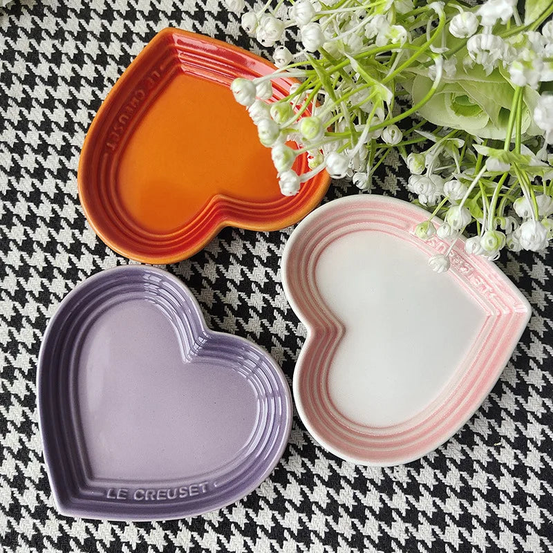 12cm Gradient Heart-shaped Ceramic Dishes