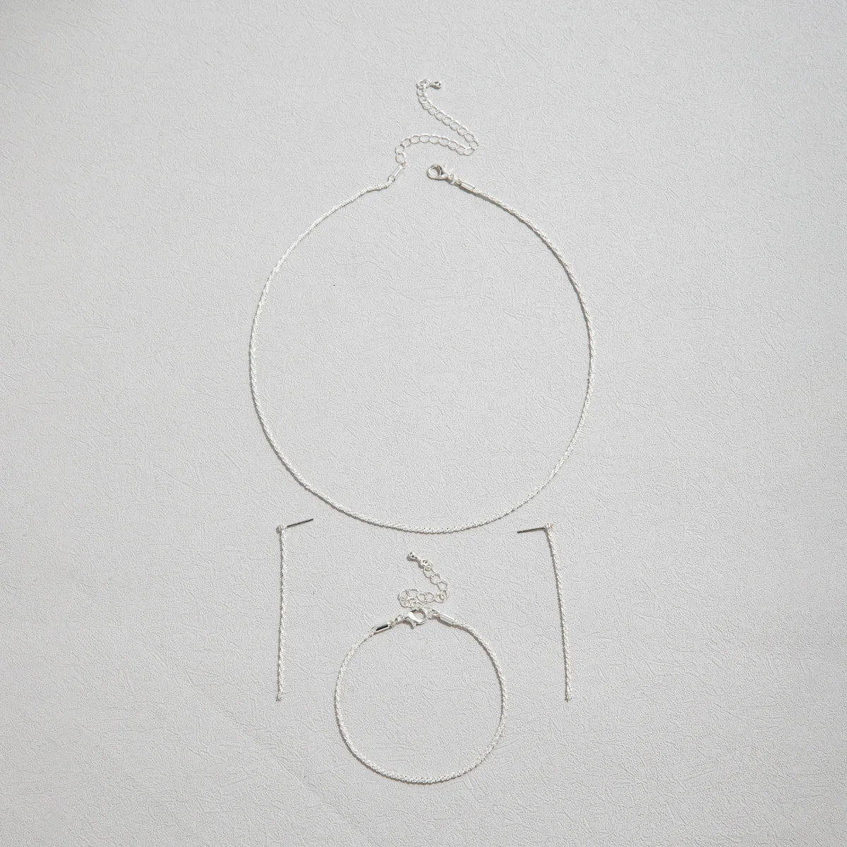Set of Shiny Silver plated jewellery set with earrings & necklace
