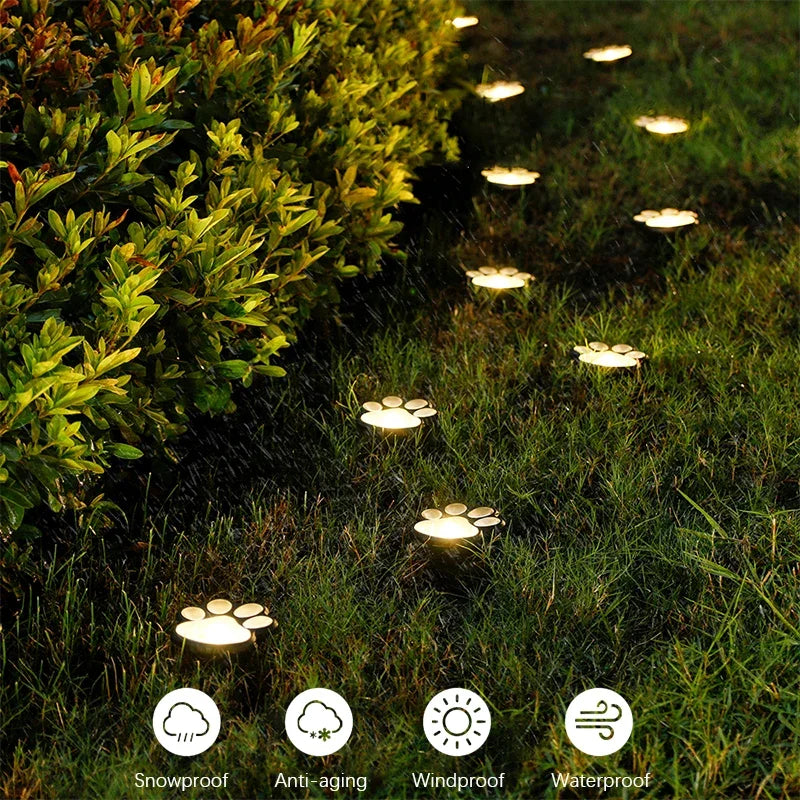 4PCS, Pet Dog Paw Solar LED Garden Lawn Lighting
