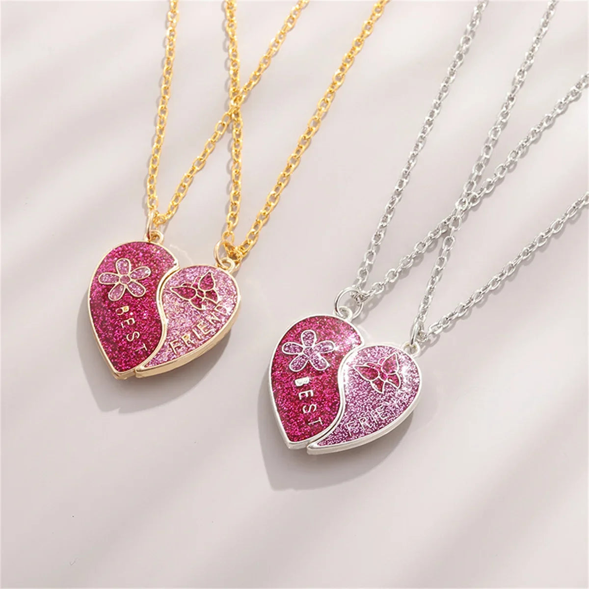 Magnetic pink heart shaped necklace
