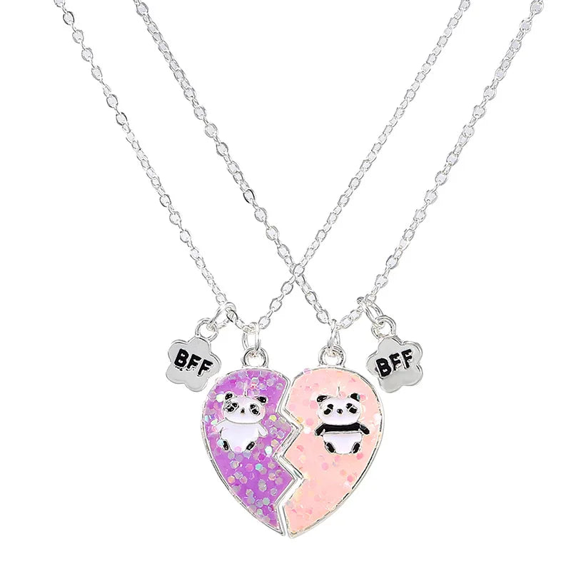 2Pcs Cute Cartoon Animal Magnetic Necklace