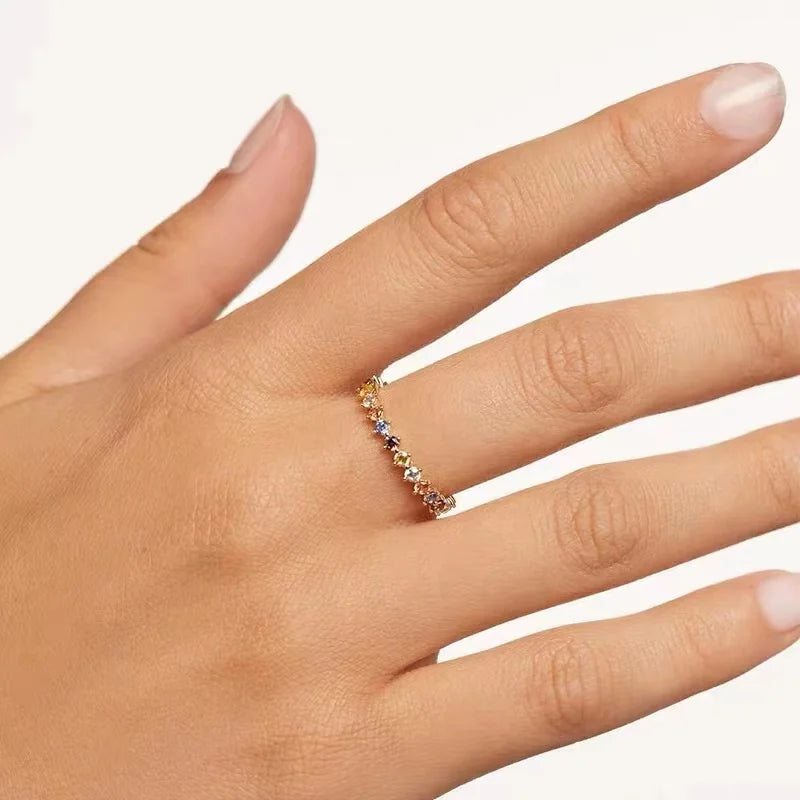 925 Sterling Silver Color Zircon Ring