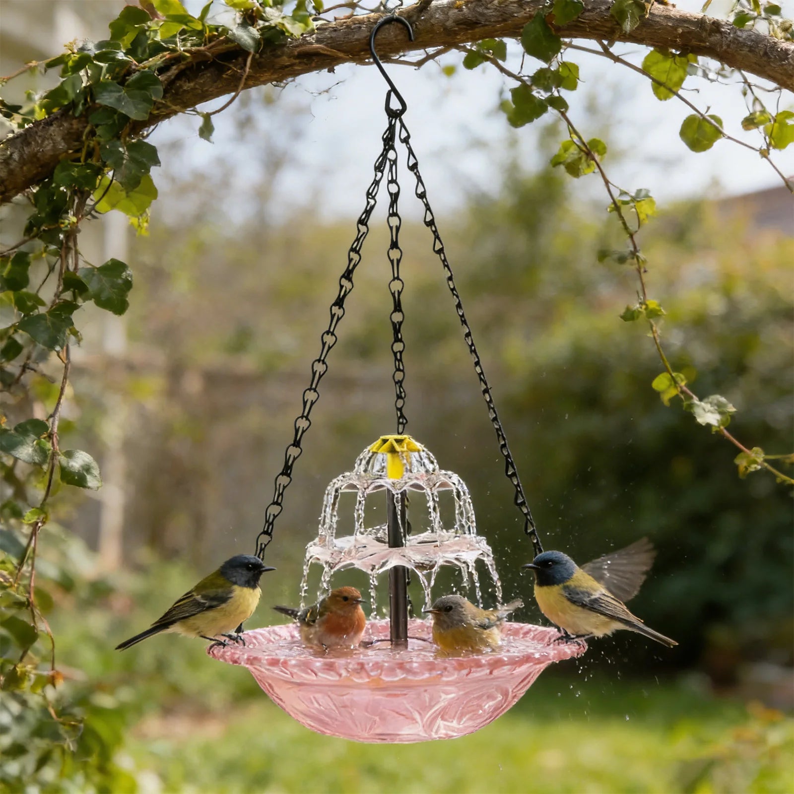 Solar Cascade Hanging Bird Bath