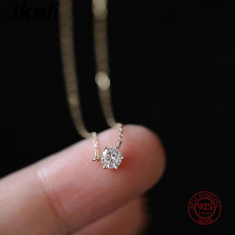 925 Sterling Silver 18k Gold Plated Zircon Necklace