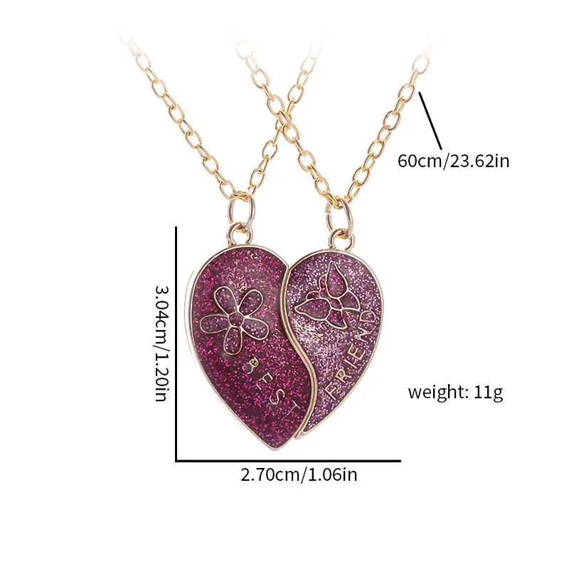 Magnetic pink heart shaped necklace