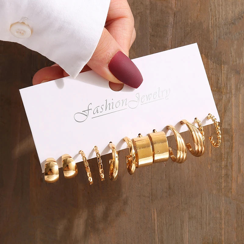 Gold Earrings Set