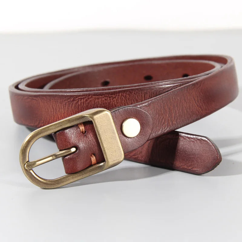 Retro Narrow Cowhide Women's Belt