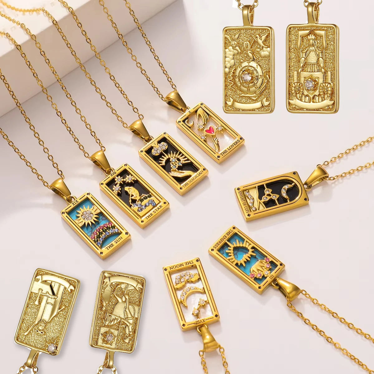 Zirconia Tarot Card Necklace
