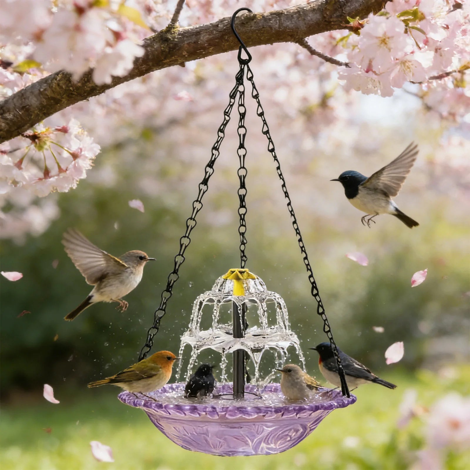 Solar Cascade Hanging Bird Bath