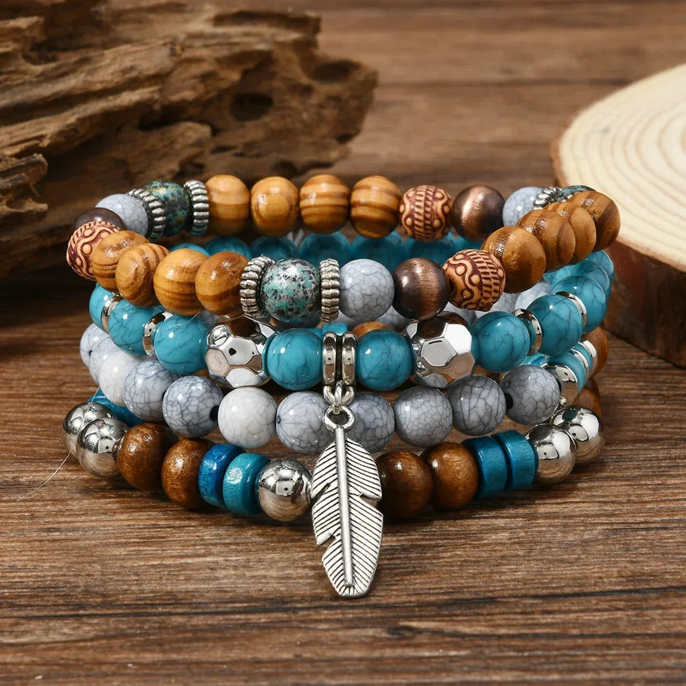 Bohemia Vintage Multi Layer Beaded Turquoise Bracelets