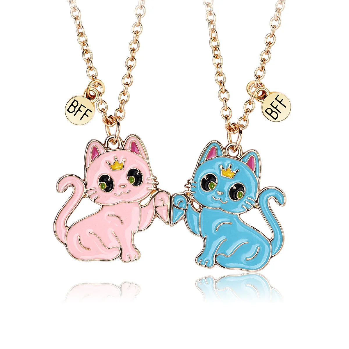 2Pcs Cute Cartoon Animal Magnetic Necklace