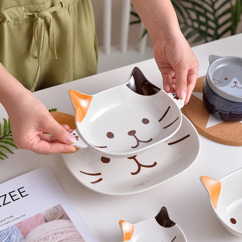 Japanese Cartoon Cat Ceramic Plate