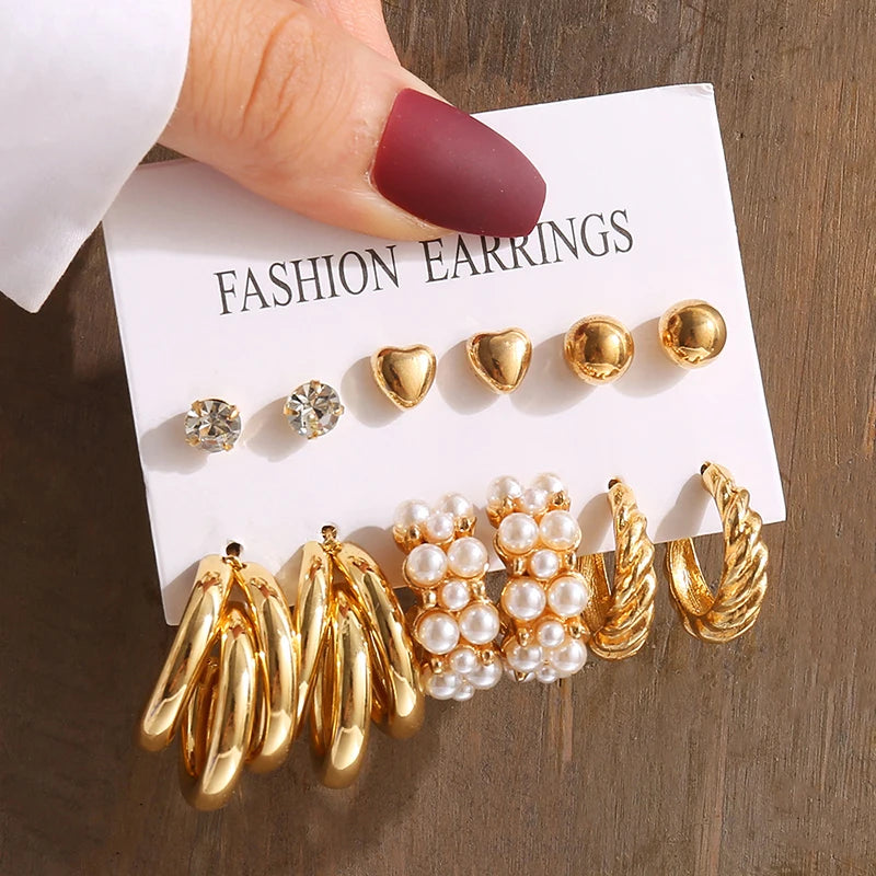 Gold Earrings Set