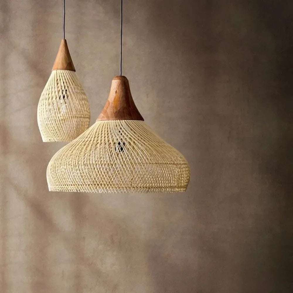 60cm Wabi Sabi Rattan LED Pendant Lights