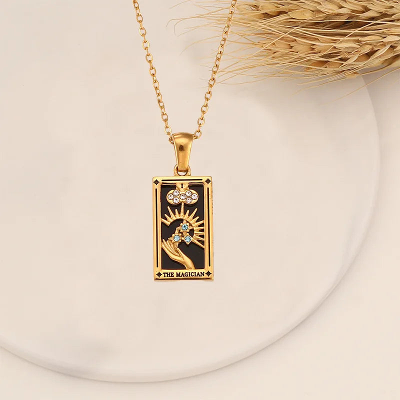 Zirconia Tarot Card Necklace