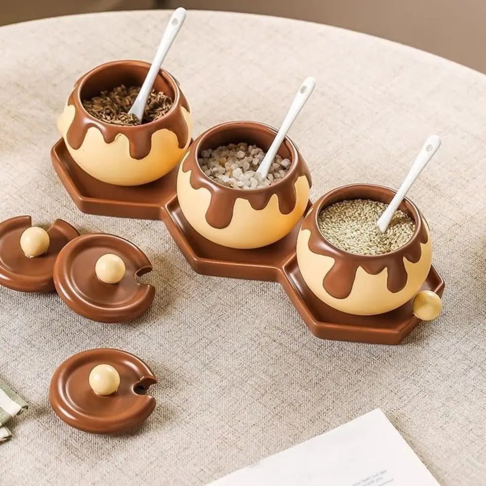 Ceramic Seasoning Jar (Cartoon Honey Jar design)