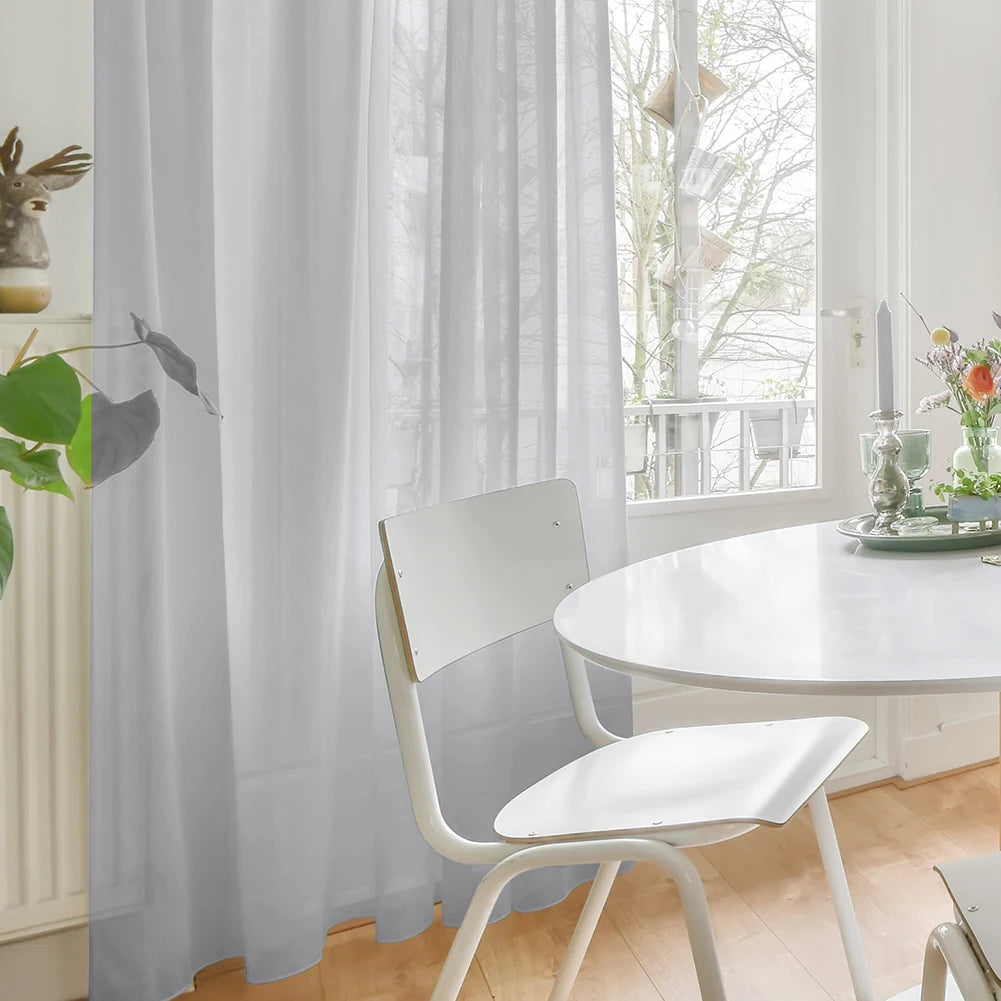 Shading Solid White Sheer Curtains