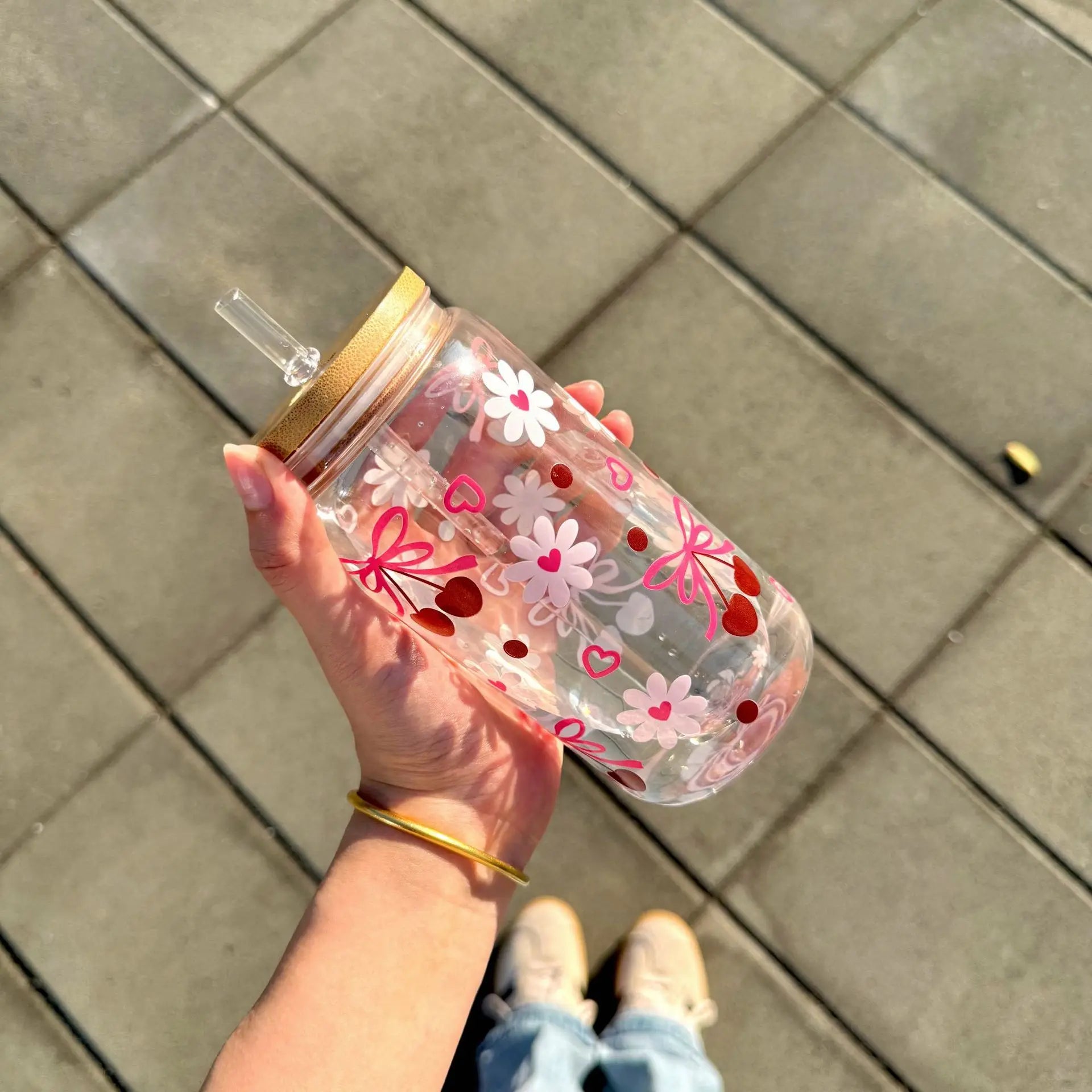 500ml Cute Bow Glass Cup