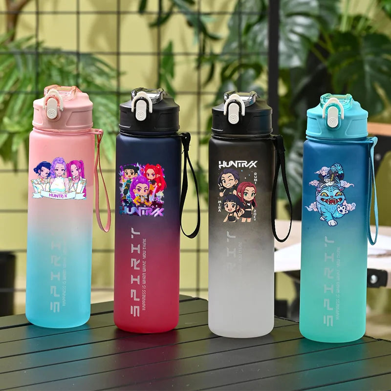 800ML KPop Demon Hunteres Water Bottle with Straw