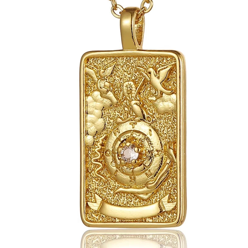 Zirconia Tarot Card Necklace