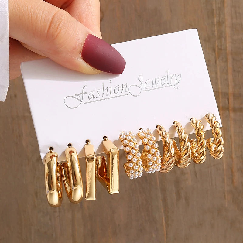 Gold Earrings Set