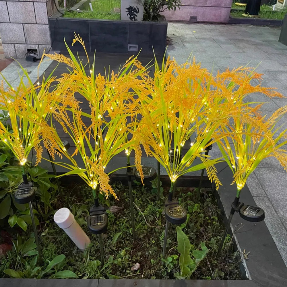1PC 7Head Solar powered wheat ear ground mounted light